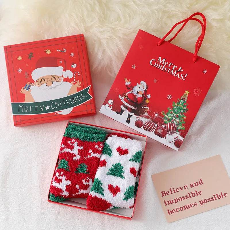 Fashion Simple Coral Fleece Christmas Stockings Gift Box - EX-STOCK Canada