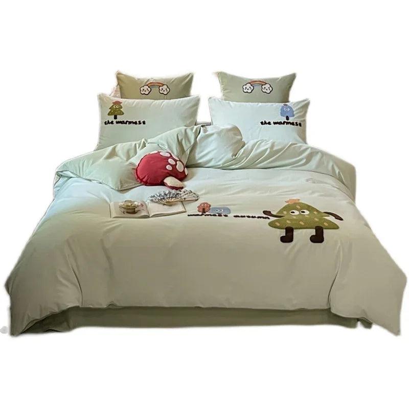 Cartoon Cute Style Cotton Sanding Duvet Cover Bed Sheet Bedding EX-STOCK Canada