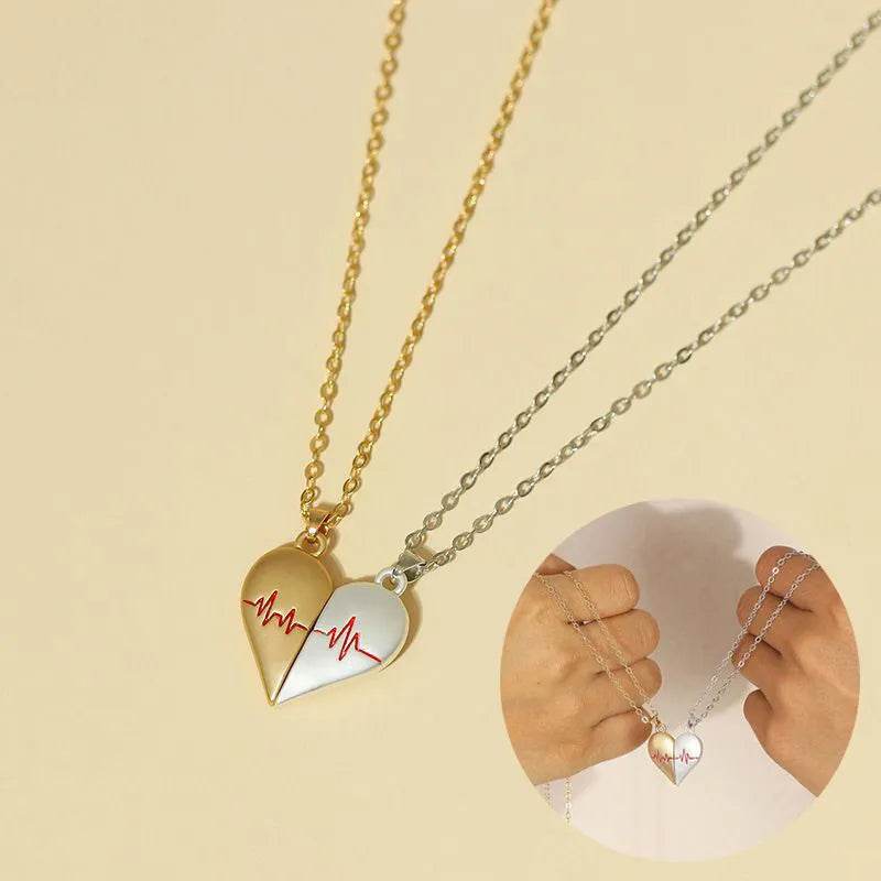 Heartbeat Magnetic Heart Necklace Love Couple Jewelry - EX-STOCK Canada
