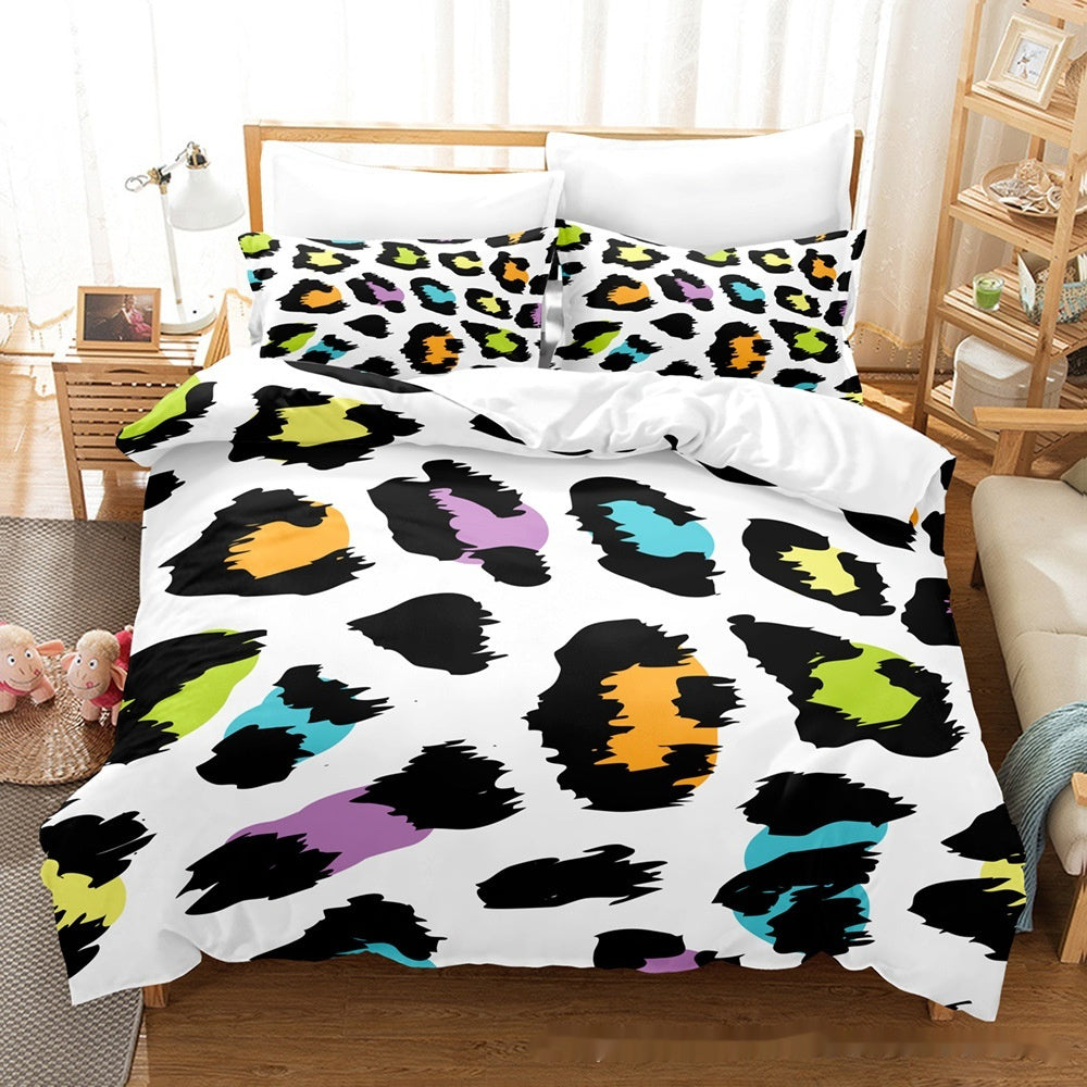 Printed Home Textile Animal Fur Grain Duvet Cover Pillowcase Three-piece Set EX-STOCK Canada