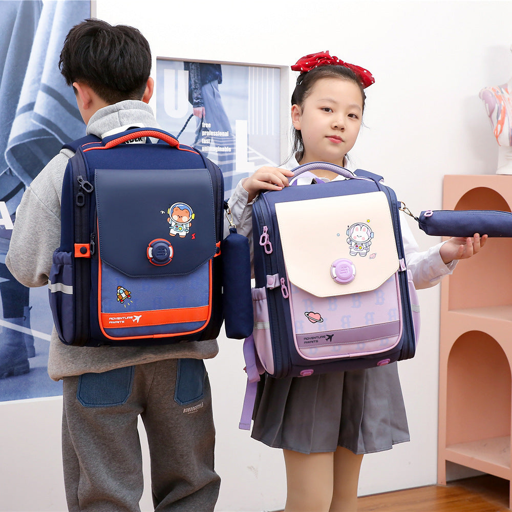 One Piece Dropshipping Primary School Student Schoolbag Boys And Girls Burden Reduction Spine Protection EX-STOCK
