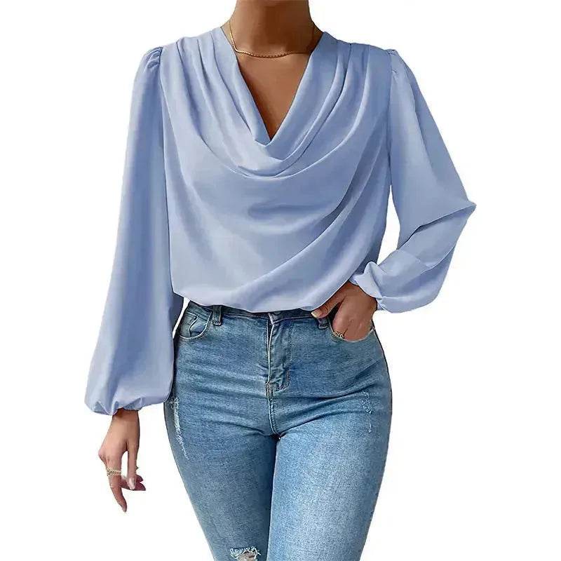Casual Evening Top for Women Long-sleeved Shirt Loose V-neck chiffon blouse Top women - EX-STOCK Canada
