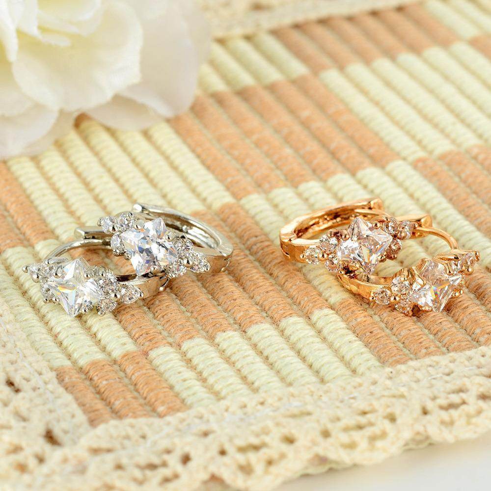 European And American Personalized Square Zircon Earrings - EX-STOCK Canada