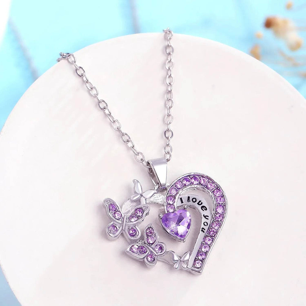 Ins Butterfly Love Necklace With Rhinestones Fashion Personality Hollow Heart-shaped Clavicle Chain Pendant Necklace For Valentine's Day - EX-STOCK Canada