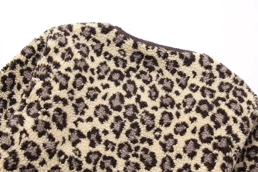 Casual Fall winter Leopard Button fleece Plush Cardigan jacket for women - EX-STOCK Canada