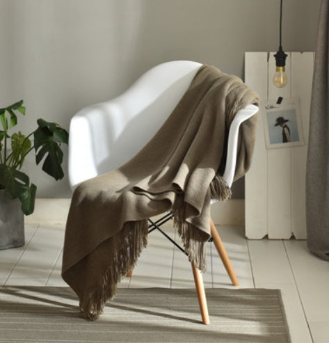 Fringed Knitted Small Blanket Napping Blanket Sofa Blanket EX-STOCK Canada