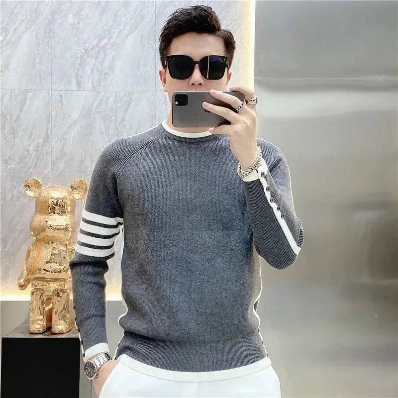 Simple All-match Slim fit Round Neck Pullover Sweater top for men - EX-STOCK Canada