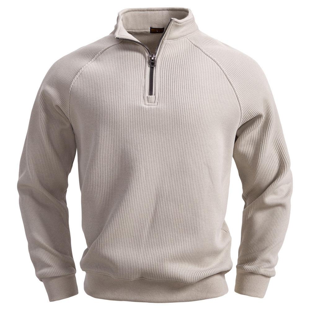 European And American Half Zipper Sweater Stand-up Collar All-match Fleece Men's Sweater Top EX-STOCK Canada