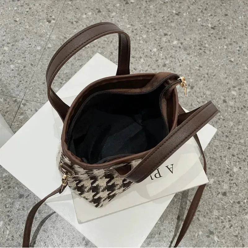 Fashion Houndstooth Shoulder Bags Portable Checkerboard Handbags All-match Messenger Crossbody Bag Women - EX-STOCK Canada