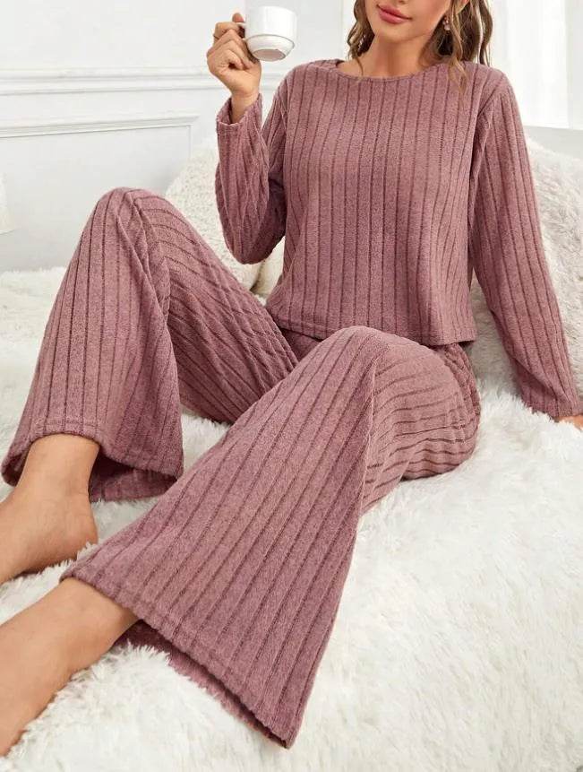 Round Neck Loose Trousers Suit Homewear - EX-STOCK Canada