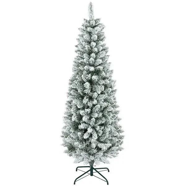 Sapin de Noël crayon de 6 pieds, sapin floconné avec 479 branches et base en métal pour la maison, intérieur, vacancesEX-STOCK Canada