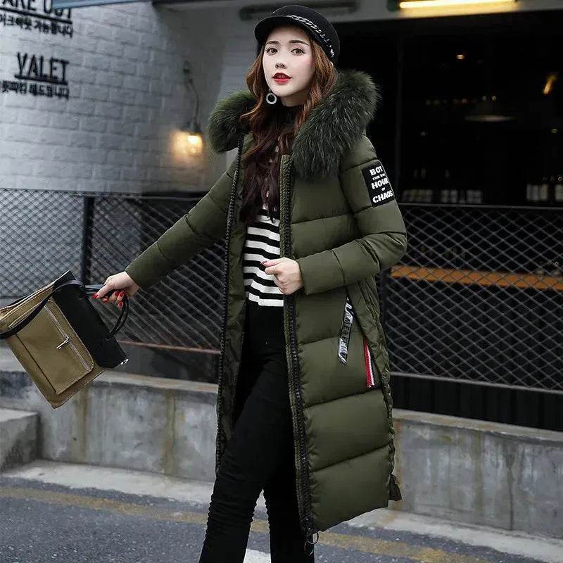 Long Zip up Faux fur Collar Hooded Winter Puffer coat women - EX-STOCK Canada