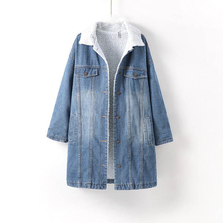 Blue Fleece Lined Denim Jacket 3/4 Sleeve Unisex Jeans Jacket - EX-STOCK Canada