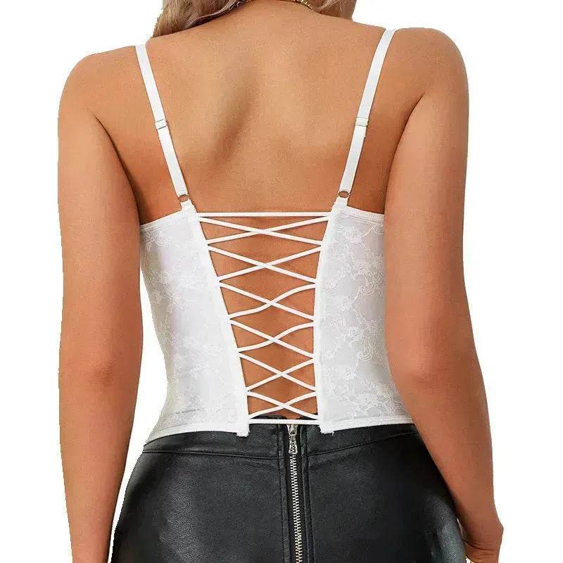 Women's Spaghetti Strap Top Fishbone Steel Ring Chest-wrapped Breasted Backless Corset Top for Women Camisole Top - EX-STOCK Canada