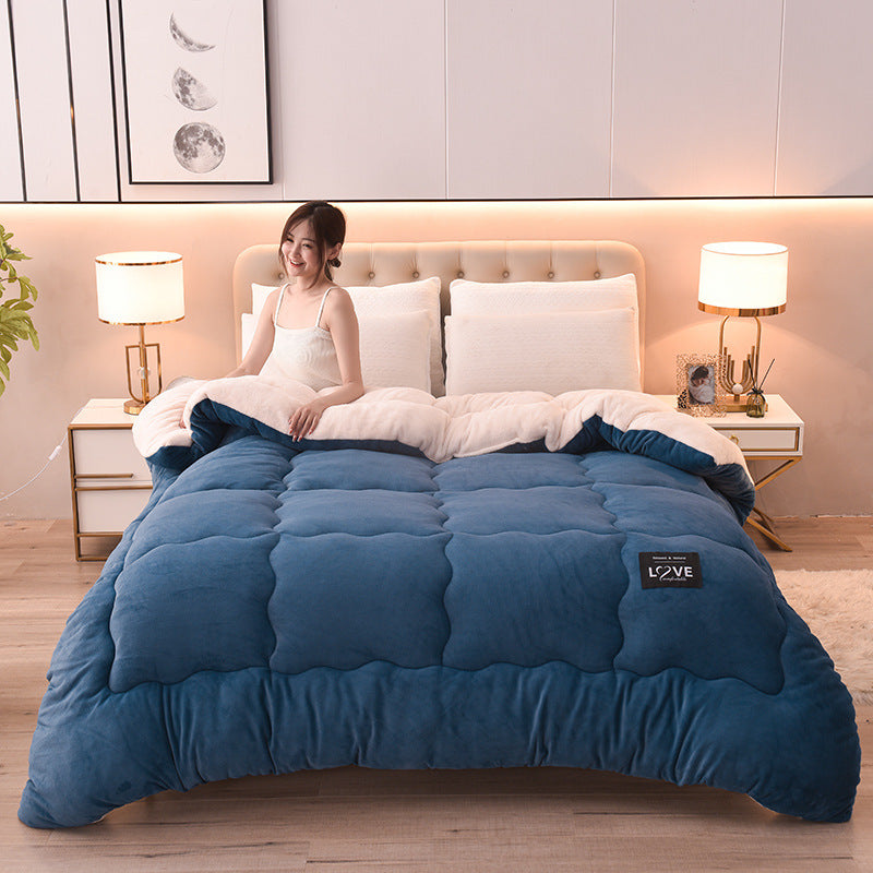 New Thick Lambskin Winter Duvet Insert Double-sided Velvet Lambswool Warm Quilt EX-STOCK Canada