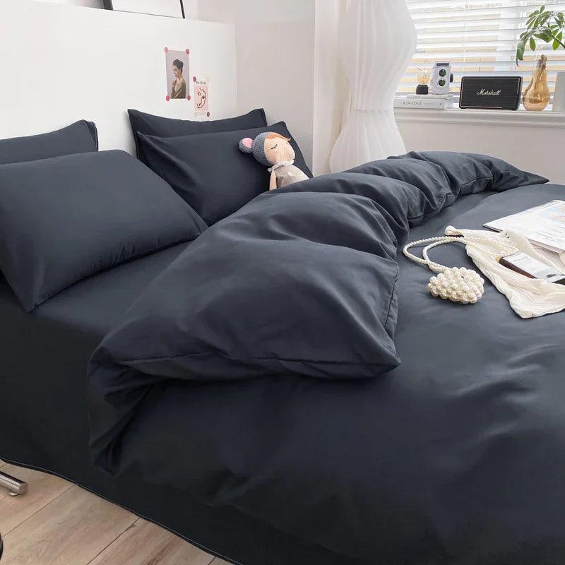 Solid Color Four-piece Set Simple Washed Sanding Duvet Cover EX-STOCK Canada