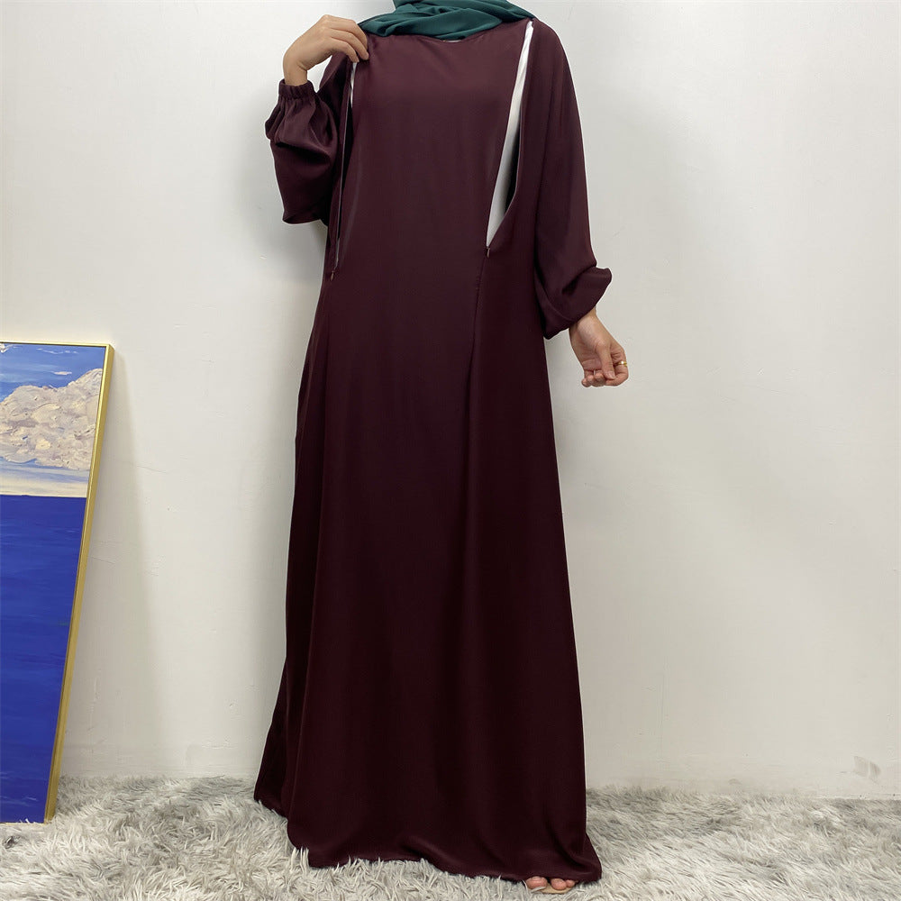 Fashion Nursing Clothes Muslim Long Sleeve Slim Fit Dress - EX-STOCK Canada