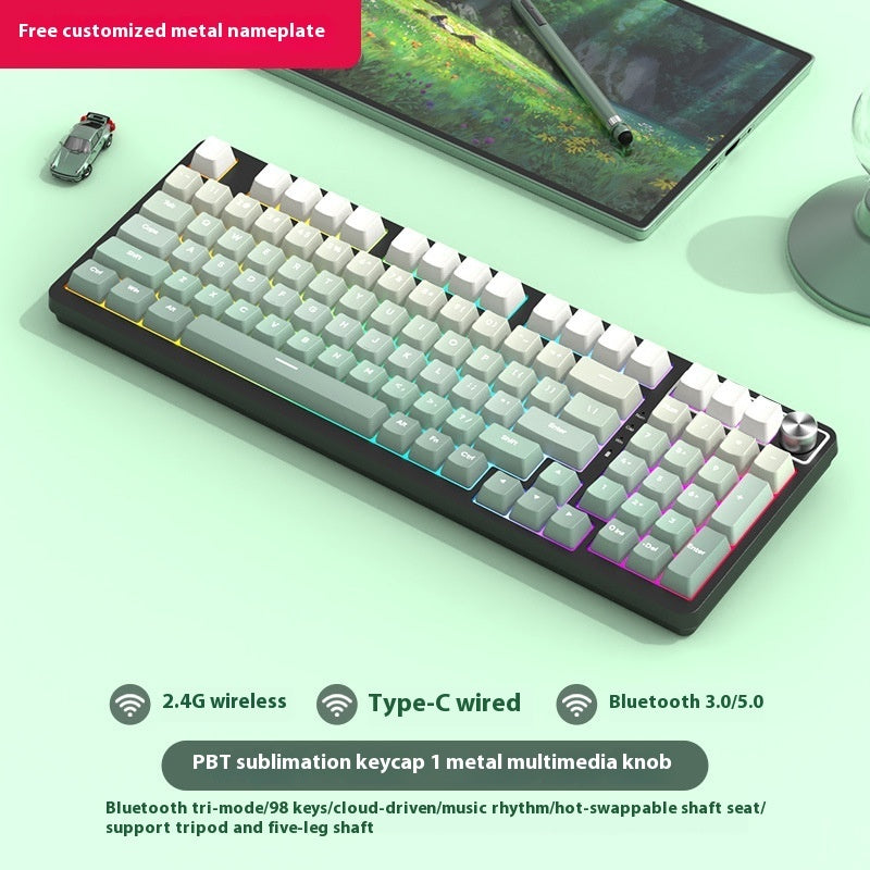 98-Key Wireless Bluetooth Mechanical Keyboard – Triple-Mode Gaming & Office | 30 Styles