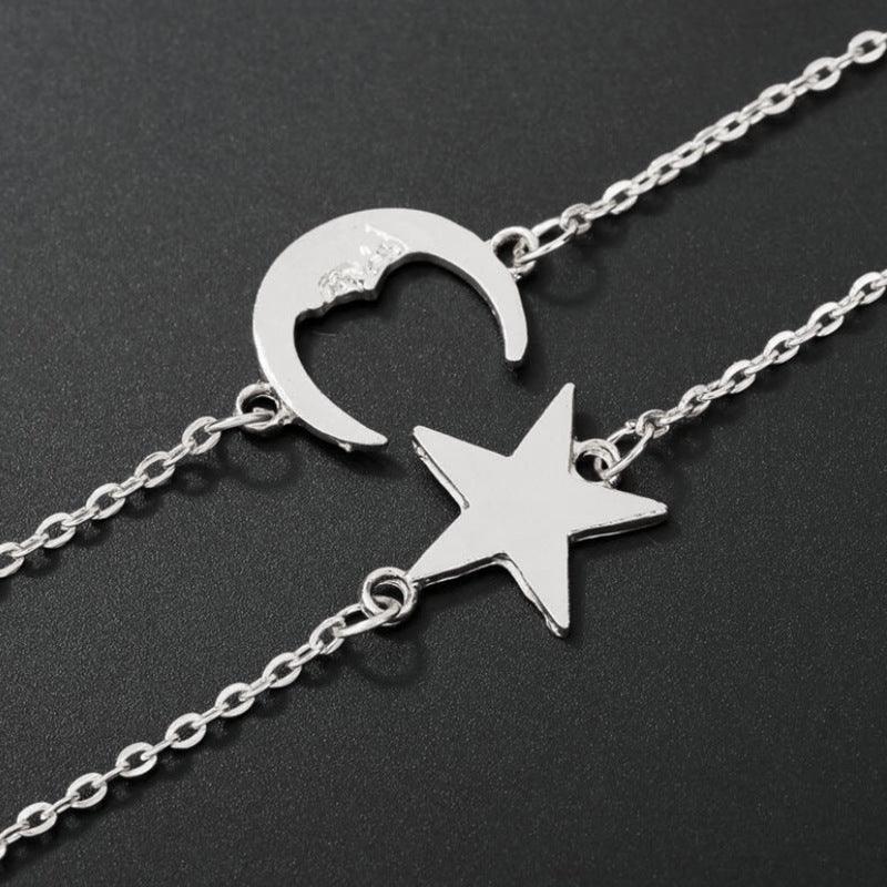 Alloy Couple Romantic Fine Chain Star Moon Bracelet - EX-STOCK Canada