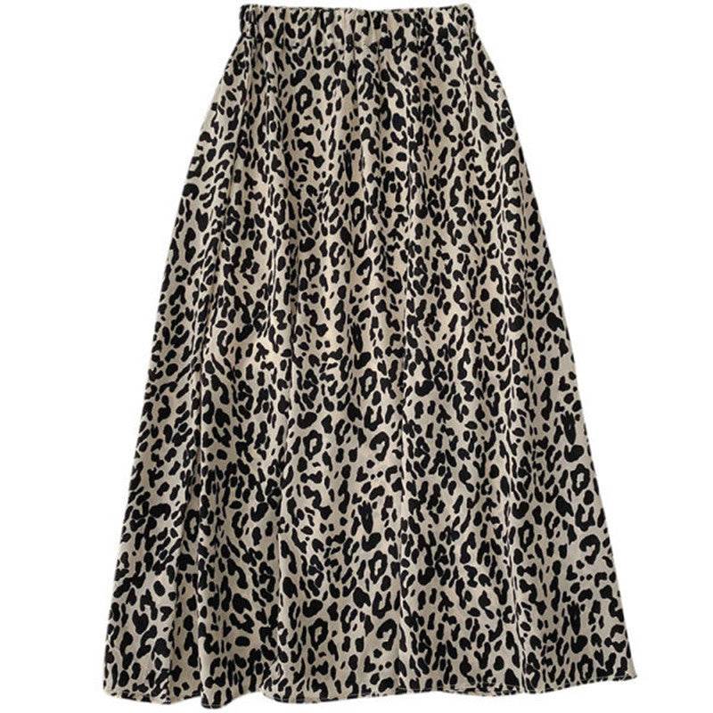 Women High waist Leopard color Midi Skirt - EX-STOCK Canada