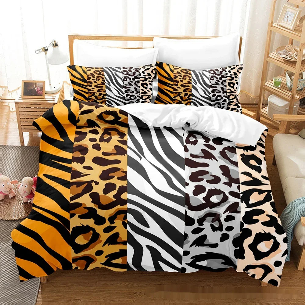 Printed Home Textile Animal Fur Grain Duvet Cover Pillowcase Three-piece Set EX-STOCK Canada