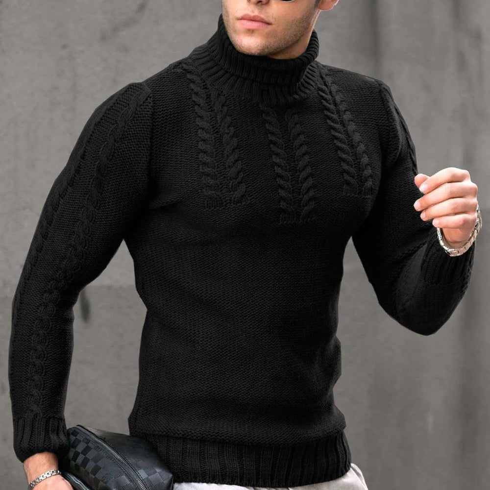 Pull ras-du-cou torsadé à manches longues pour hommes avec couvre-tête thermiqueEX-STOCK Canada
