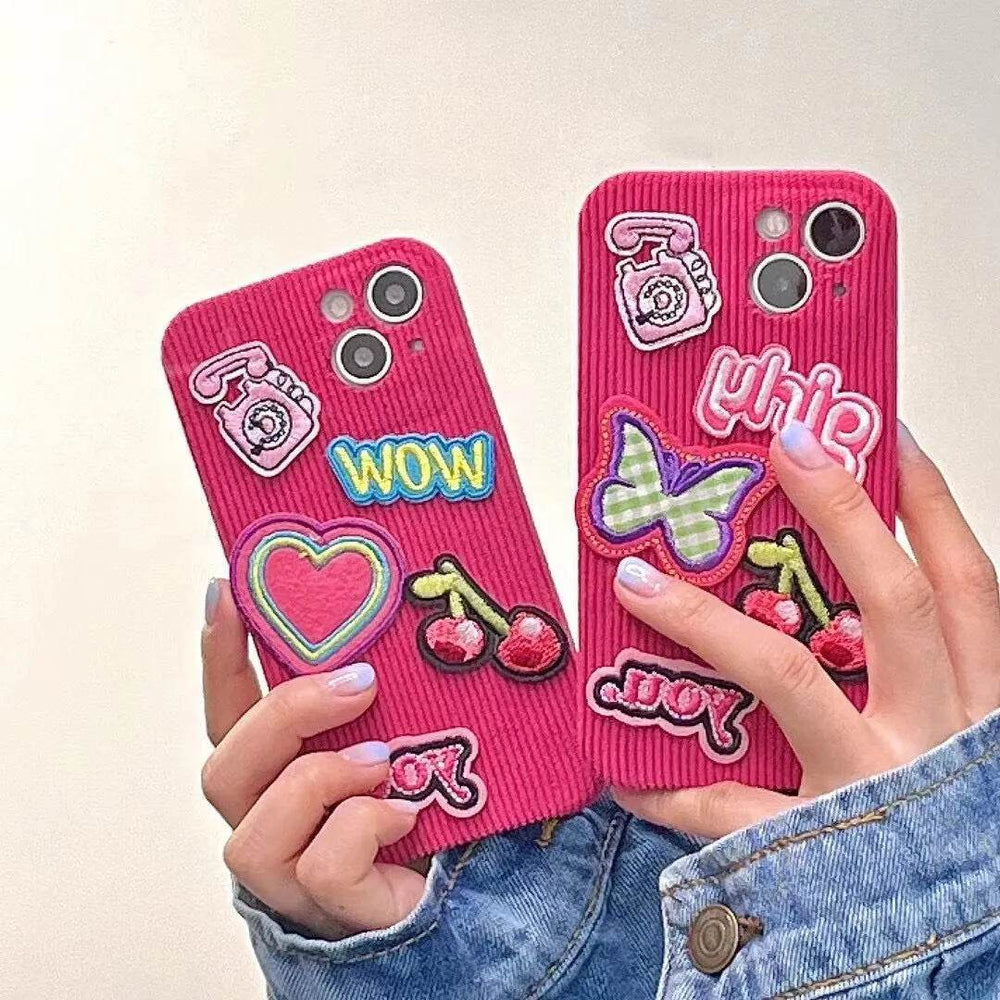 Embroidered Love Cherry Patch iphone Case women - EX-STOCK Canada