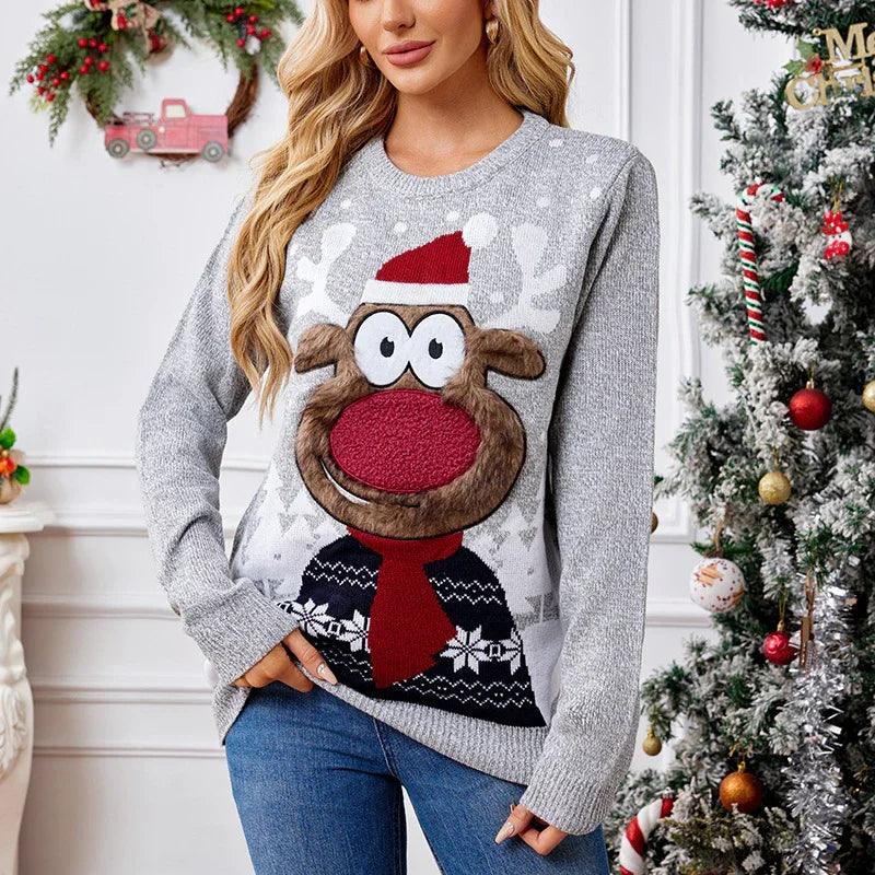 Pull-over gris ample et décontracté pour parent et enfant pour NoëlEX-STOCK Canada