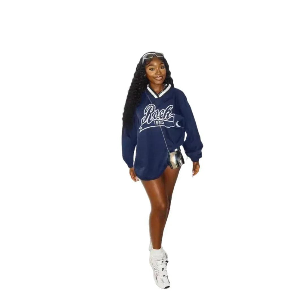 Women's Letter Print Color Block Loose Sweatshirt EX-STOCK Canada