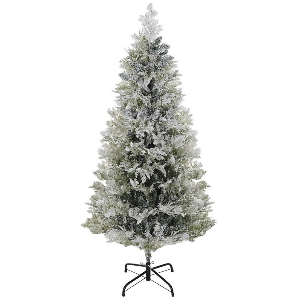 5 Feet Pencil Snow Flocked Artificial Christmas Tree With 517 Realistic Cypress Branches, Auto Open, Green EX-STOCK Canada