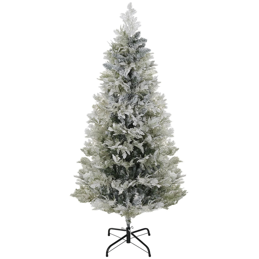 5 Feet Pencil Snow Flocked Artificial Christmas Tree With 517 Realistic Cypress Branches, Auto Open, Green EX-STOCK Canada