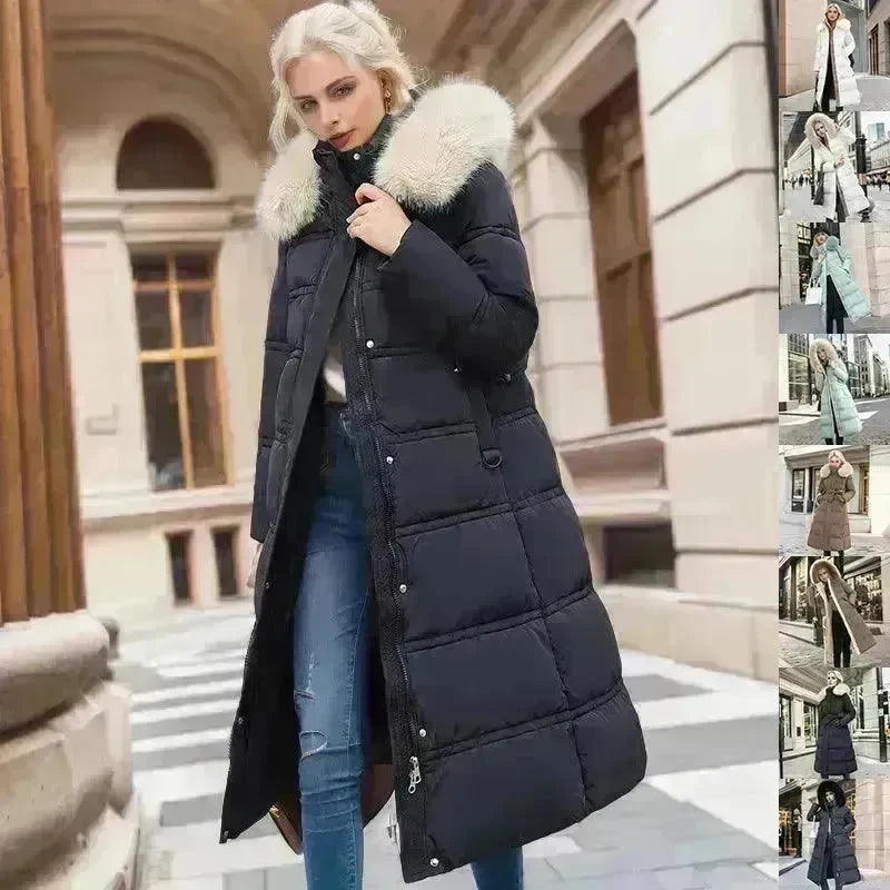 Women's Mid Length Fur Hoodie Winter Jacket Coat - EX-STOCK CANADA