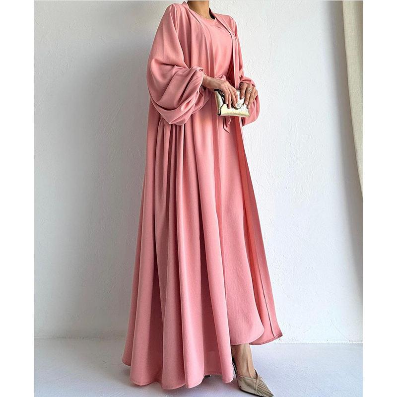 Women's Fashion Muslim Dress Lace-up Waist-controlled Baggy Coat Long - EX-STOCK Canada