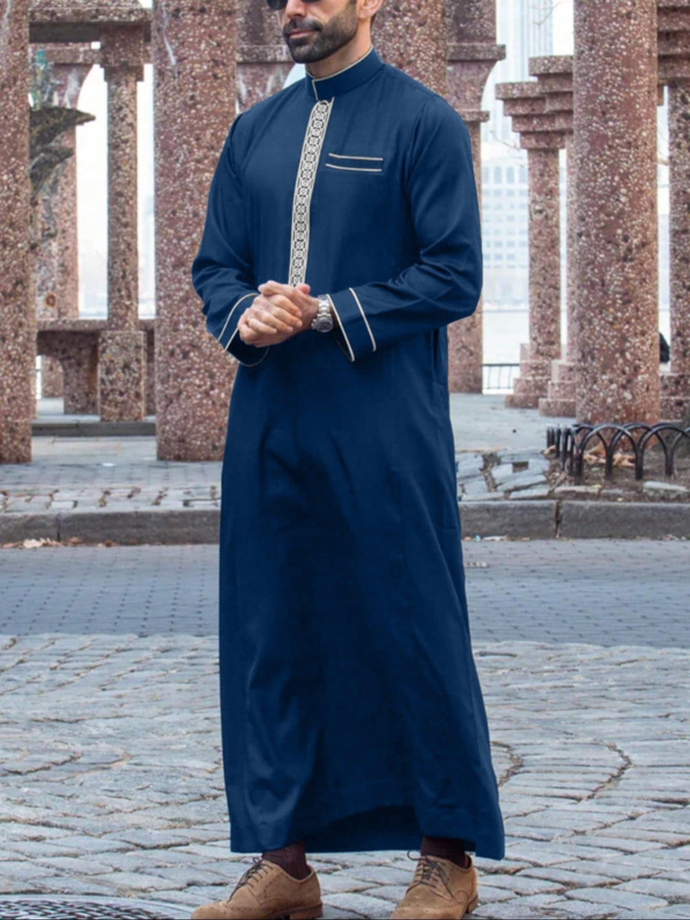 Muslim Middle East Long Sleeve Embroidered Casual Ethnic Robe - EX-STOCK Canada