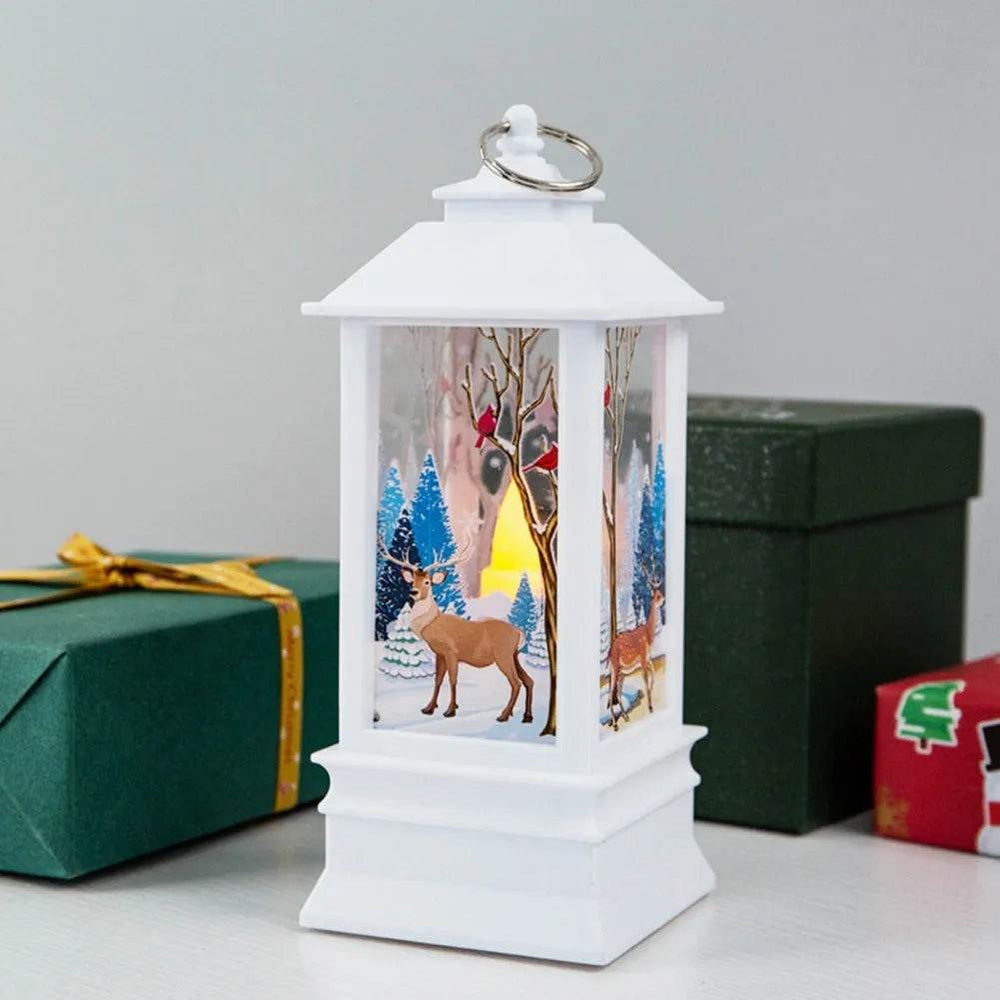 Christmas Candles Light Led Snow Deer Lantern Light Vintage Castle Santa Snowman Hanging Lantern Lamp New Year Party Decoration - EX-STOCK Canada