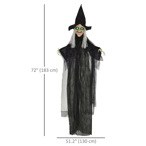 6' Life Size Black Witch Outdoor Halloween Decoration, Halloween Prop W Light Up Eyes EX-STOCK Canada