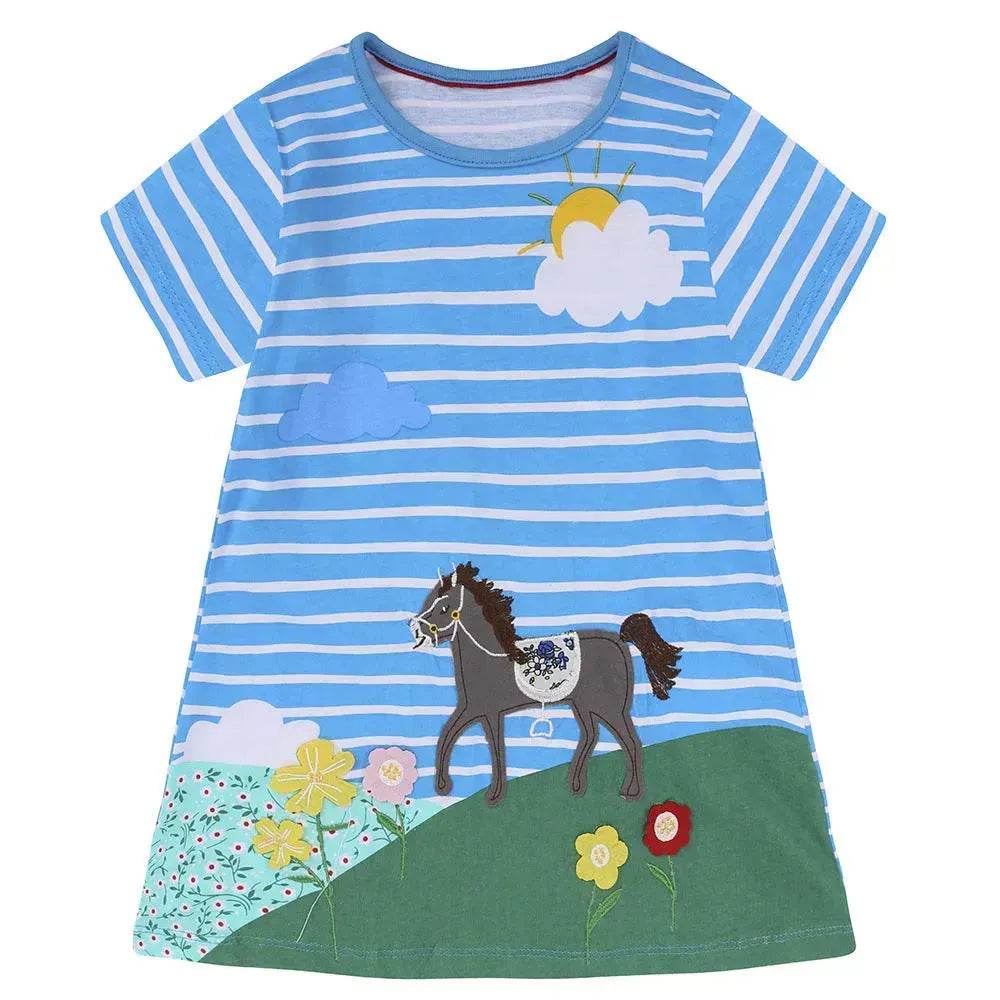 Casual Girls' Skirt gown Cartoon Printed Cotton Dress for kids - EX-STOCK Canada