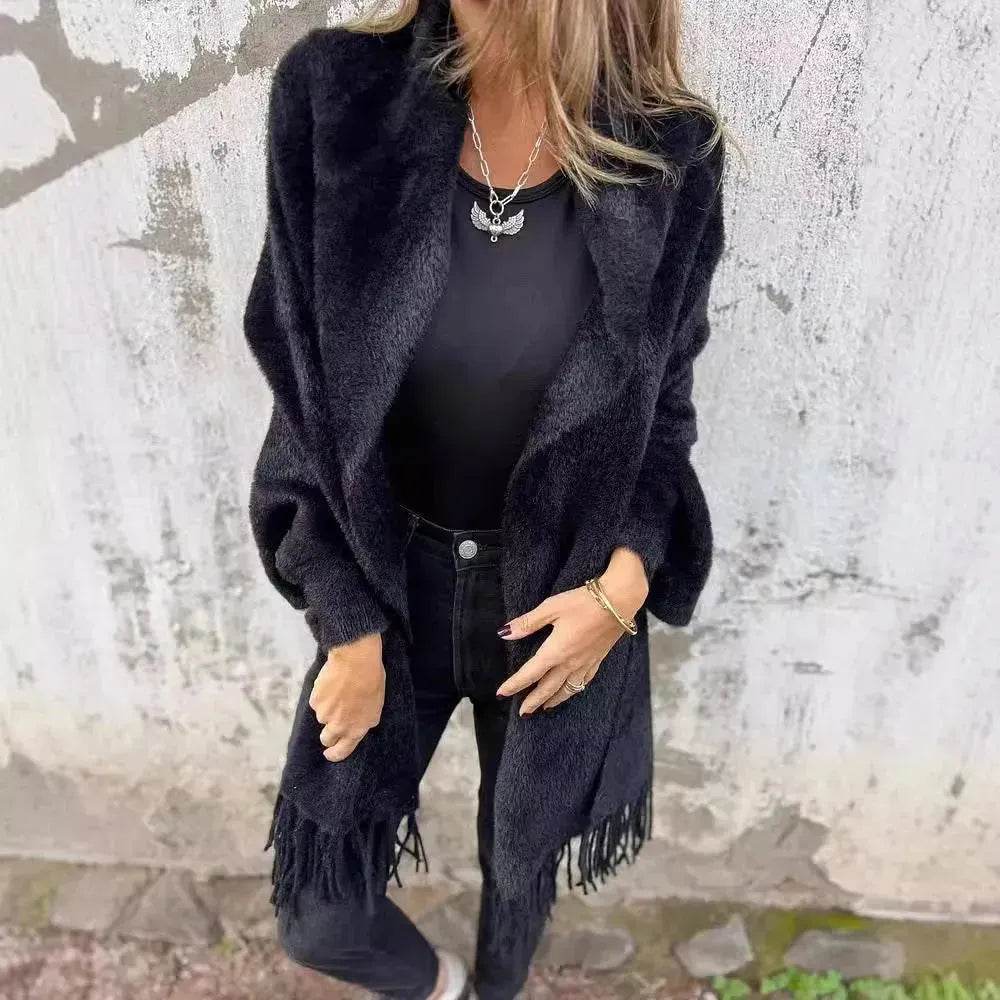 Women's Cashmere Tassel Knitted Batwing Sleeve Kimono Cardigan Jacket Outwear - EX-STOCK Canada