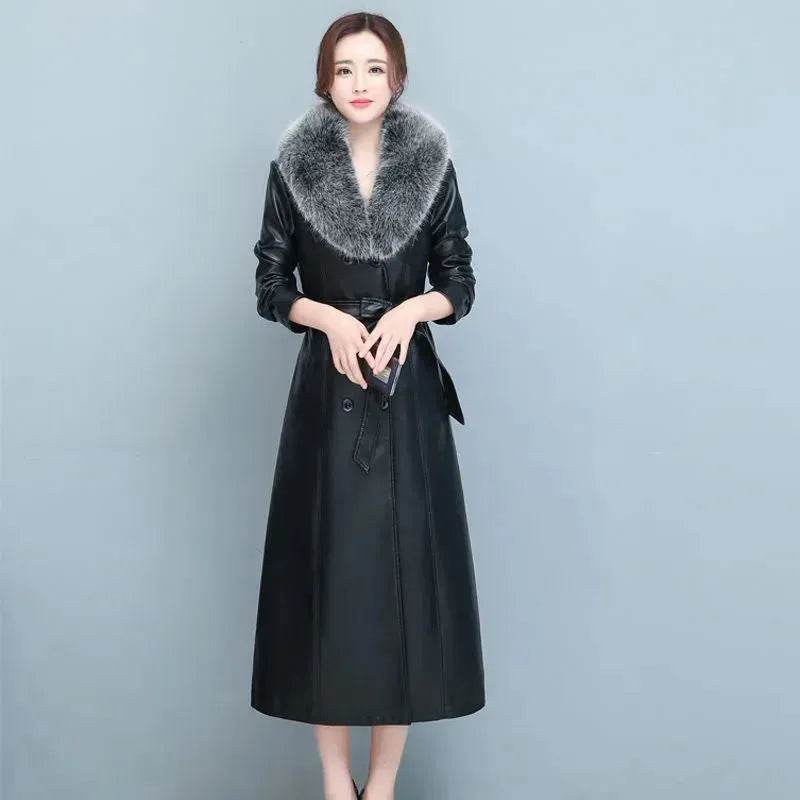 Slim fit Long Sleeve Leather Blazer Dress formal Winter dress - EX-STOCK Canada