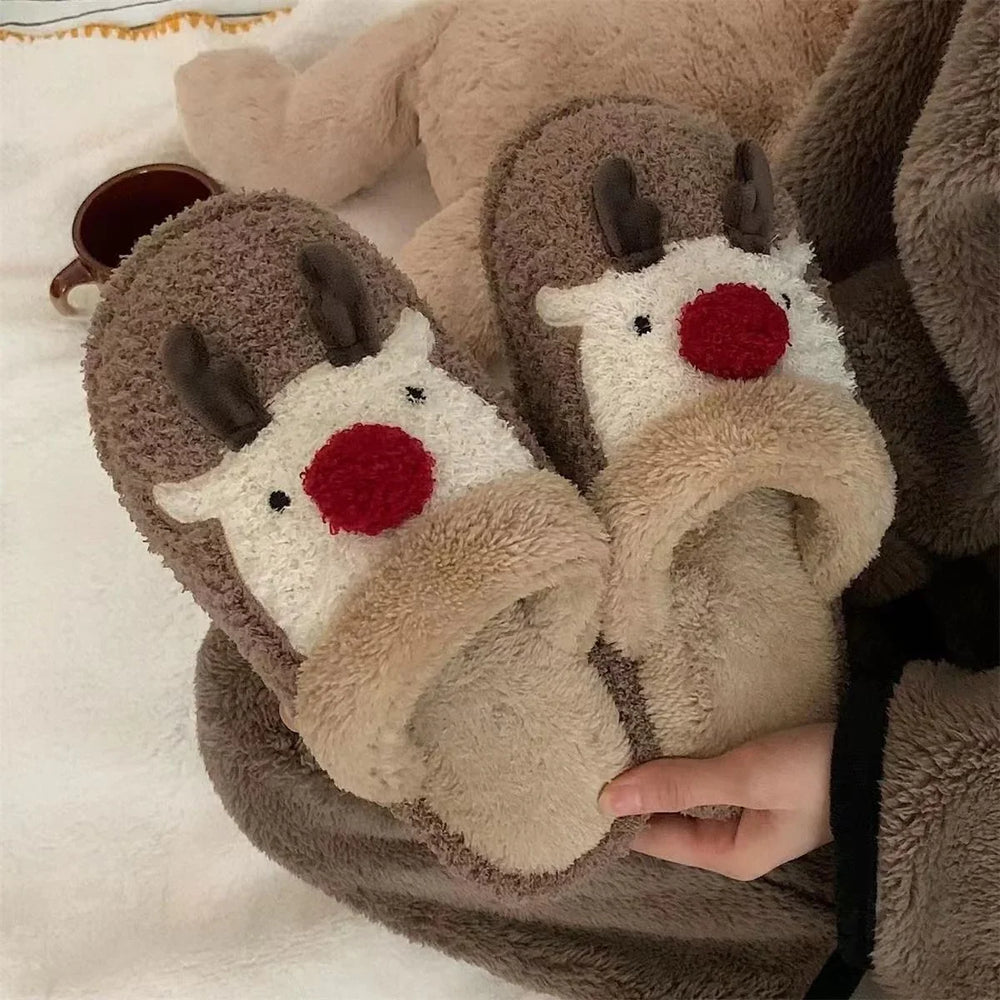 Fashion Non-slip Warm Christmas Elk Plush Shoes EX-STOCK Canada