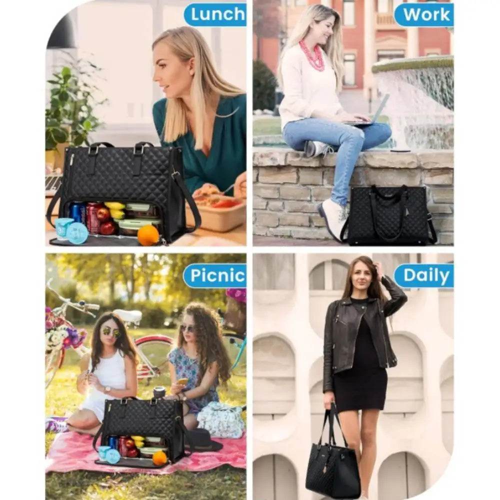 حقيبة طعام معزولة للنساء أنيقة، حقيبة يد عصرية للمكتب والتنقل، حقيبة حرارية للعمل للوجبات والوجبات الخفيفة - EX-STOCK Canada