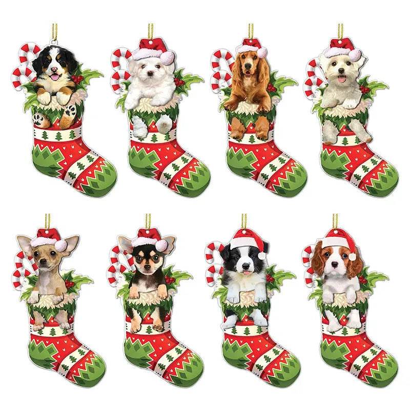 Christmas Stockings Christmas Tree Decorative Socks Dog Pendant Creative Cute - EX-STOCK Canada