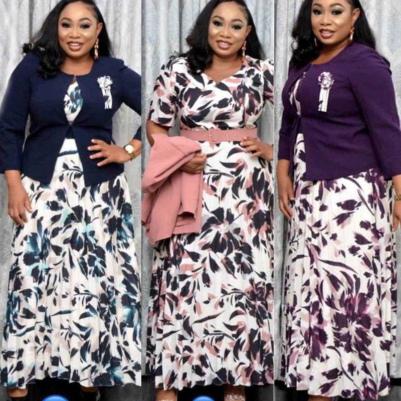 2pcs Fashion floral Print Blazer dress suit - EX-STOCK Canada