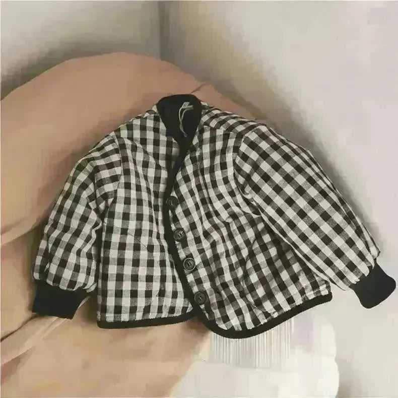 Elegant Cotton-padded All-matching Children's Baby girl Plaid Jacket top - EX-STOCK CANADA