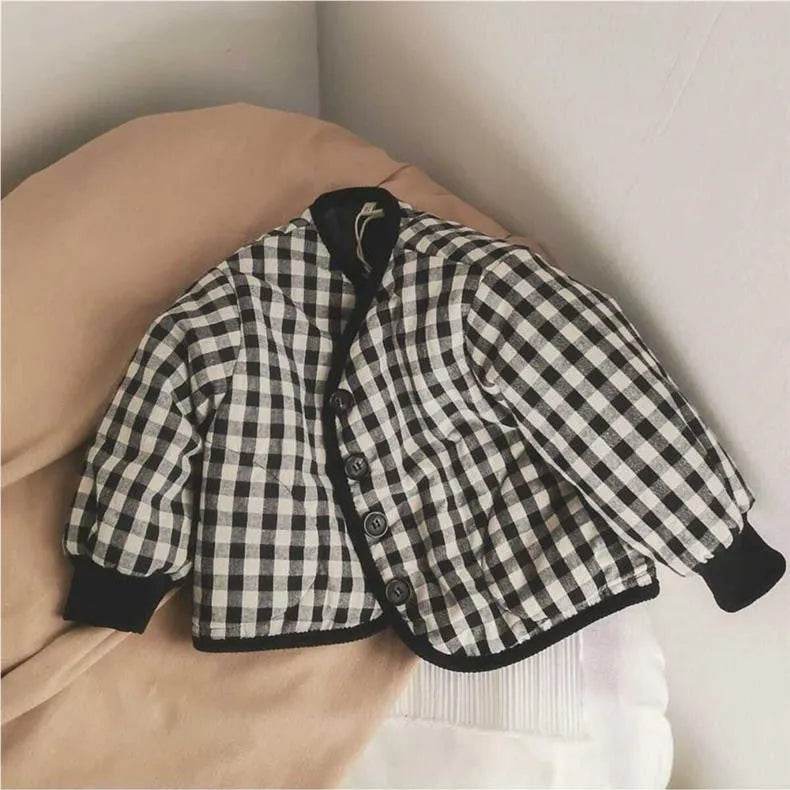 Elegant Cotton-padded All-matching Children's Baby girl Plaid Jacket top - EX-STOCK Canada