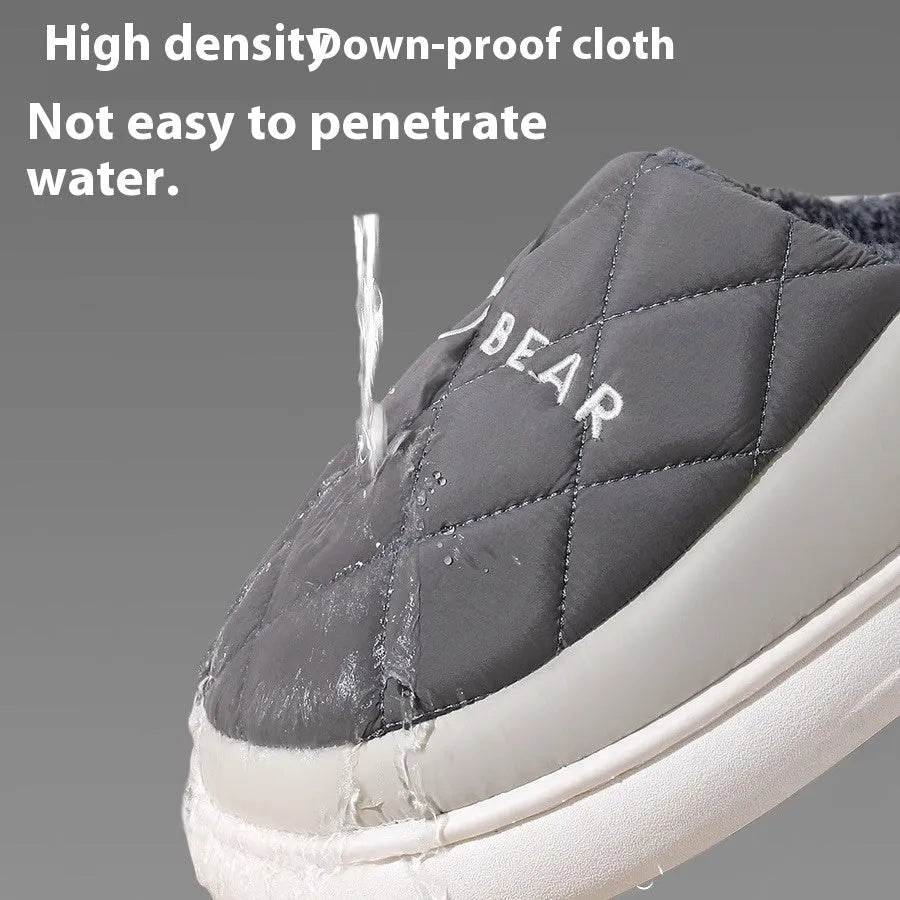 Rhombic Sewing Plush Slippers For Men Winter Warm Non-slip House Shoes Women's Bedroom Floor Home Slipper Couple - EX-STOCK Canada