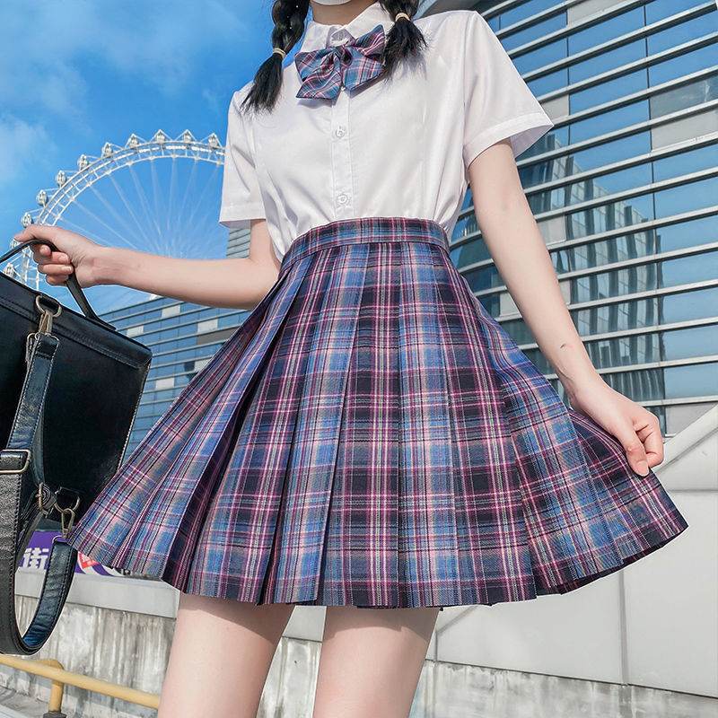 Student Jk Plaid Skirt Preppy Style Mini Pleated Kilt Skirt - EX-STOCK Canada