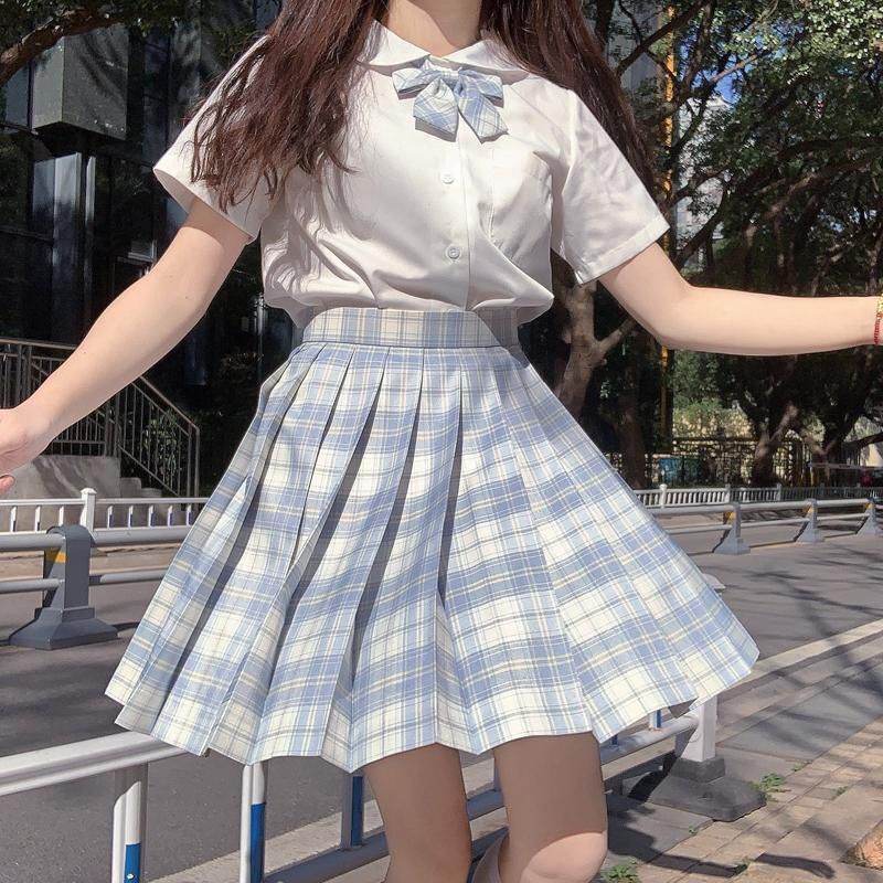 Student Jk Plaid Skirt Preppy Style Mini Pleated Kilt Skirt - EX-STOCK Canada