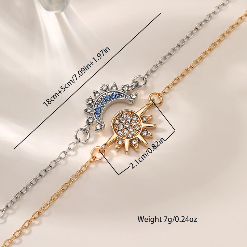 Personality Simple Rhinestone Sun Moon Lovers Bracelet - EX-STOCK Canada
