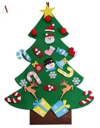 DIY Felt Christmas Tree New Year Toddler Kids Handmade Gift Toys Door Wall Hanging Ornaments Holiday Party Home Decor Set - EX-STOCK Canada